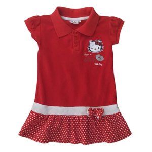 Hello Kitty Red dress with ruffles/Polka Dots/Collar/Bow Tennis style 4T